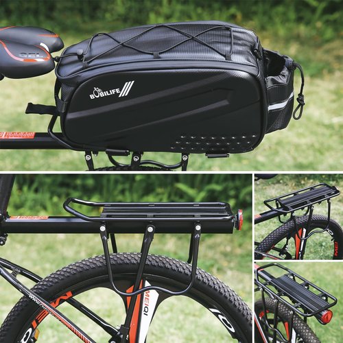 Bike Rear Cargo Rack - Adjustable Bicycle Trunk Pannier Back Rack with Fender and Reflector, Easy Install Quick Release Bike Luggage Carrier Rack with 130 lbs Capacity for Mountain, Road, City Bikes