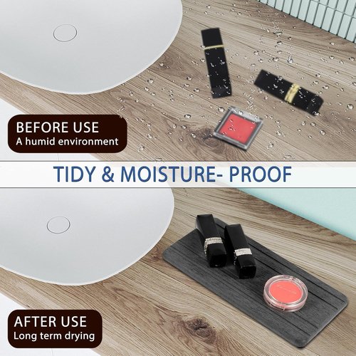 Diatomite Stone Sink Tray Set - 3PCS Water Absorbing Drying Coasters | Instant Dry Kitchen Sponge Holder (8x4 & 4x4 Inch)