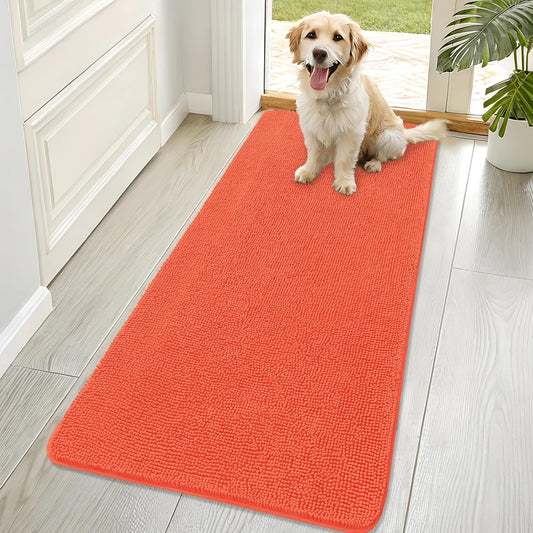 OLANLY Dog Door Mat - Absorbent Non-Slip Washable Doormat for Muddy Paws | 70x32 Coral Size