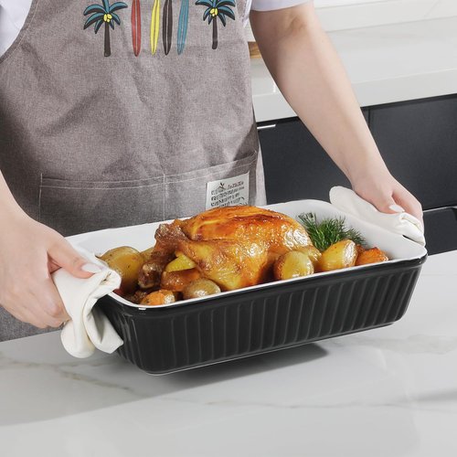 DOWAN 9x13-Inch Ceramic Casserole Dish - Large 4.2 Quart Baking Pan with Handles | Ideal for Lasagna & Home Cooking