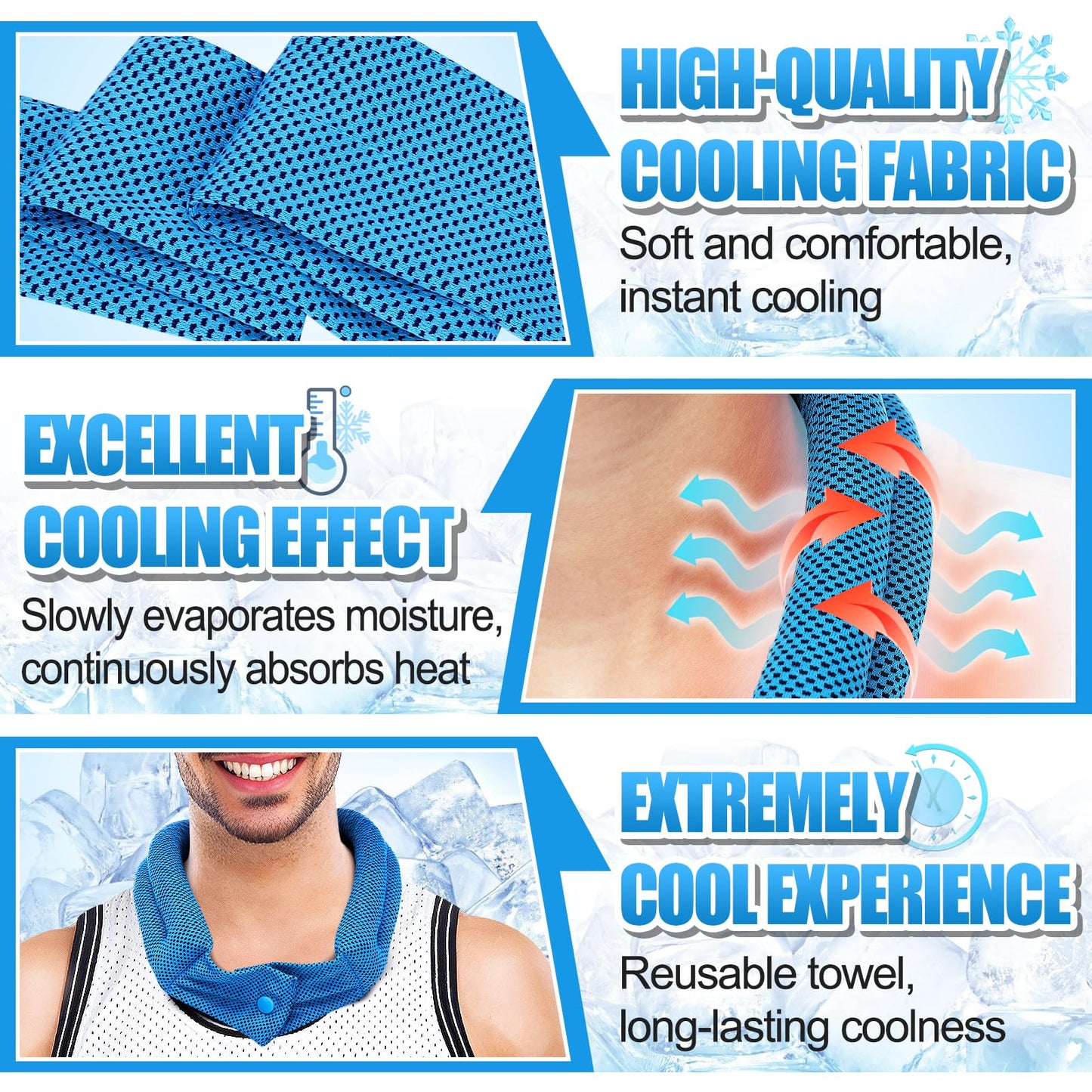 3 Pcs Cooling Neck Wraps - Cooling Towels with Ice Polymer, Soft Breathable Neck Coolers for Summer Heat Sports Gym Workout Men Women Gifts