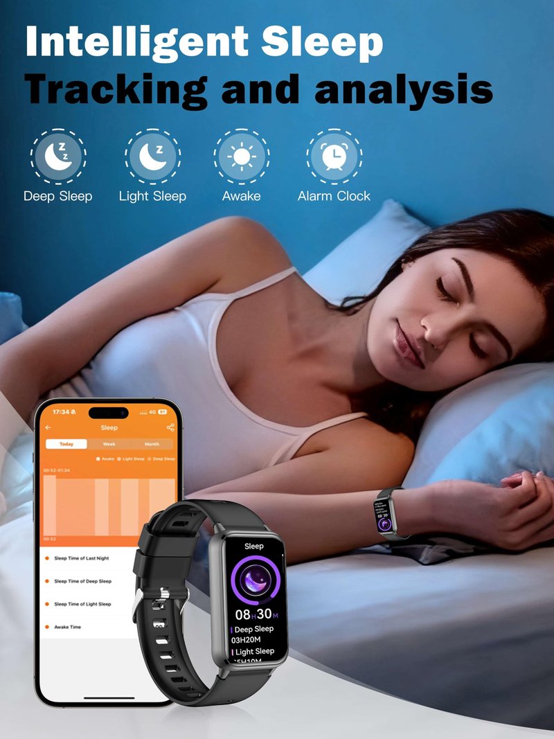 KPEP AMOLED Fitness Watches for Women Men with Stress Blood Oxygen Heart Rate Monitor Sleep Tracking 110+ Sport Modes Fitness Tracker Watch Calorie Counter Step Tracker IP68 Waterproof for Andriod iOS