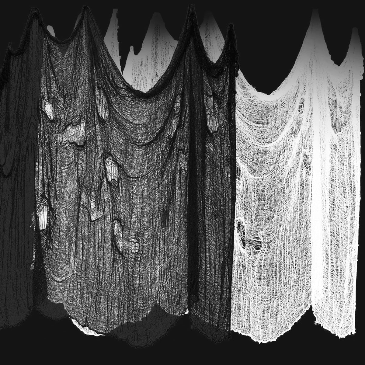 ziyue 2 Pcs 5 Yards X 40" Include Hanging Outdoor Indoor Scary Creepy Halloween Office Party Door Window Giant Spider Wall Yard Table car Lawn Cloth Decorations Cheesecloth Fabric (White + Black)
