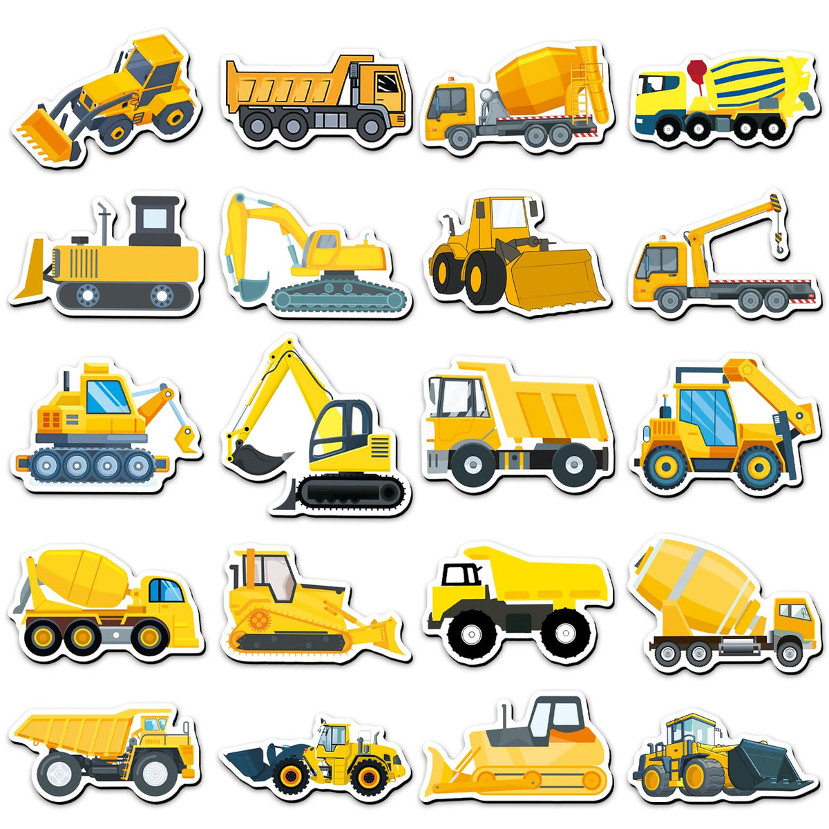 20 Pcs Cartoon Construction Vehicle Refrigerator Magnets, Thickened Cardstock Soft Magnet Construction Truck Magnets for Fridge Magnetic Board, Vehicle-Themed Gift Magnets(Engineering Vehicle)