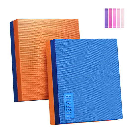 HAPBEAR Exercise Balance Pad 2-Pack - 15"x12" Non-Slip Stability Mats - 2.25" Thick Soft Foam for Adults, Physical Therapy & Core Training - Bonus Band Included - Blue