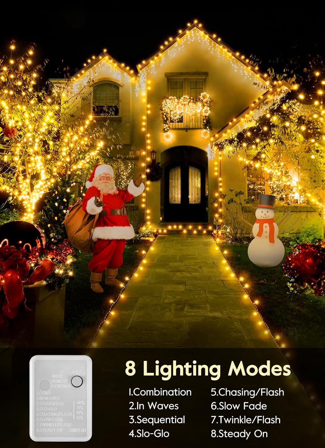 66FT 200 LED Christmas Tree Lights - Twinkle Fairy String Lights with 8 Flashing Modes | Warm White for Indoor & Outdoor Holiday Decor