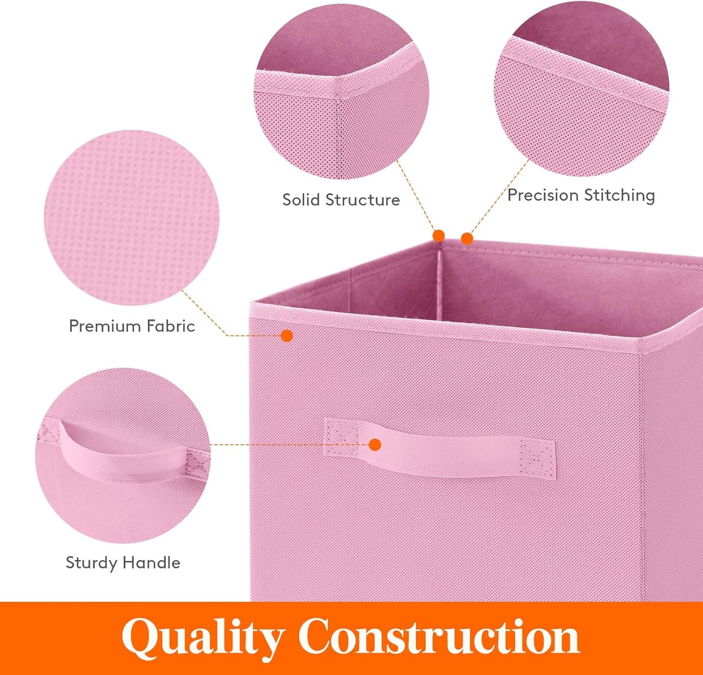 Lifewit Storage Cubes - Foldable Decorative Fabric Baskets for Home Organization | 11-Inch Pink, 12-Pack