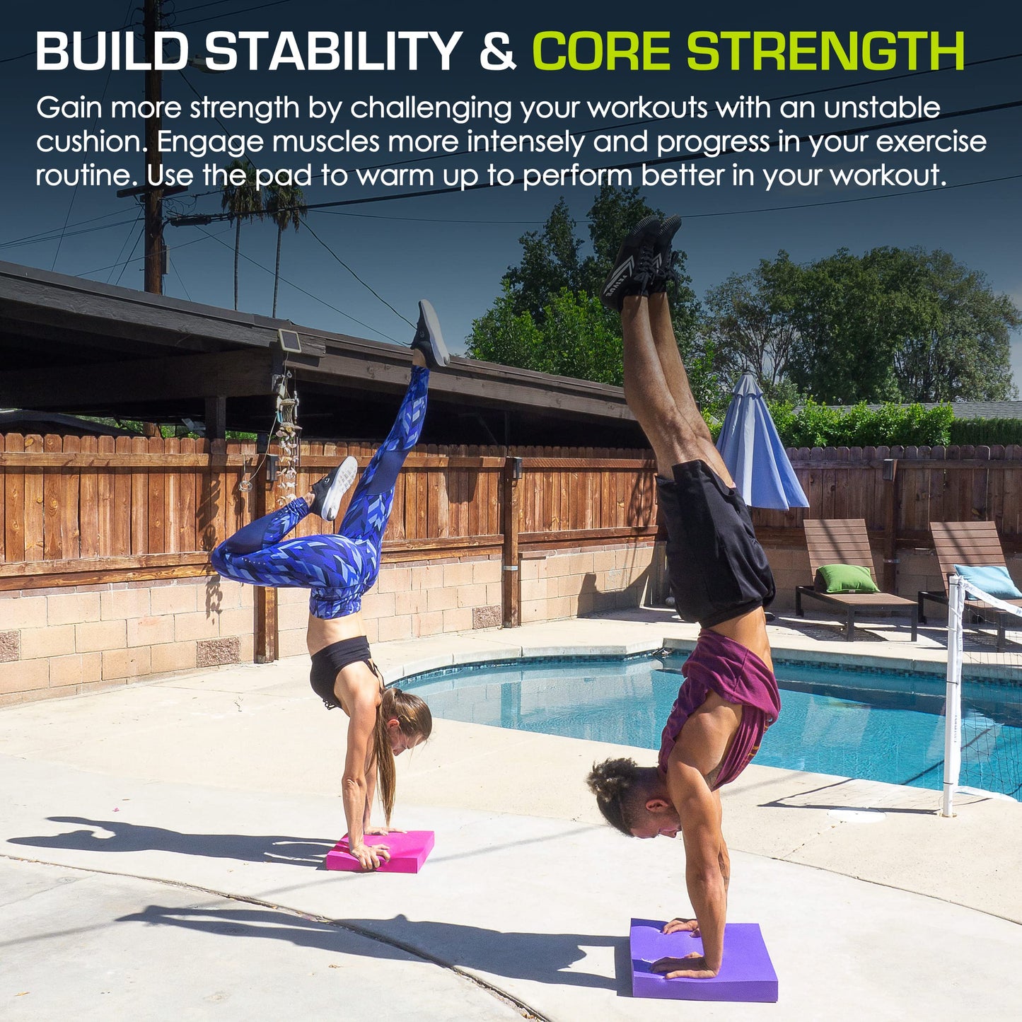 ProsourceFit Exercise Balance Pad – Large Cushioned Non-Slip Foam Mat & Knee Pad for Fitness, Stability Training, Physical Therapy, Yoga 15"x19", Purple