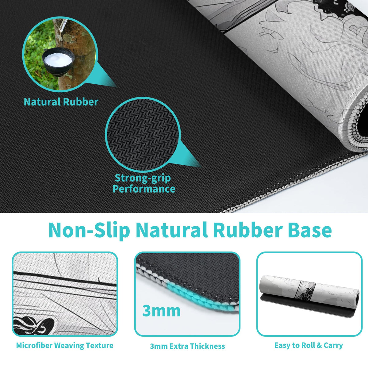 Katana Gaming Mouse Pad 31.5x11.8 Inch Large Black Long Extended Pads Big Mousepad Large Non-Slip Rubber Base Waterproof Big Keyboard Mat with Stitched Edges for PC Computer Laptop and Office