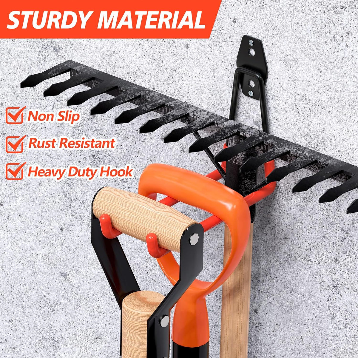 Skiennix Heavy Duty Garage Hooks - Solid Steel Wall Mount Hangers with Anti-Slip Coating | 20 Pack for Organizing Tools