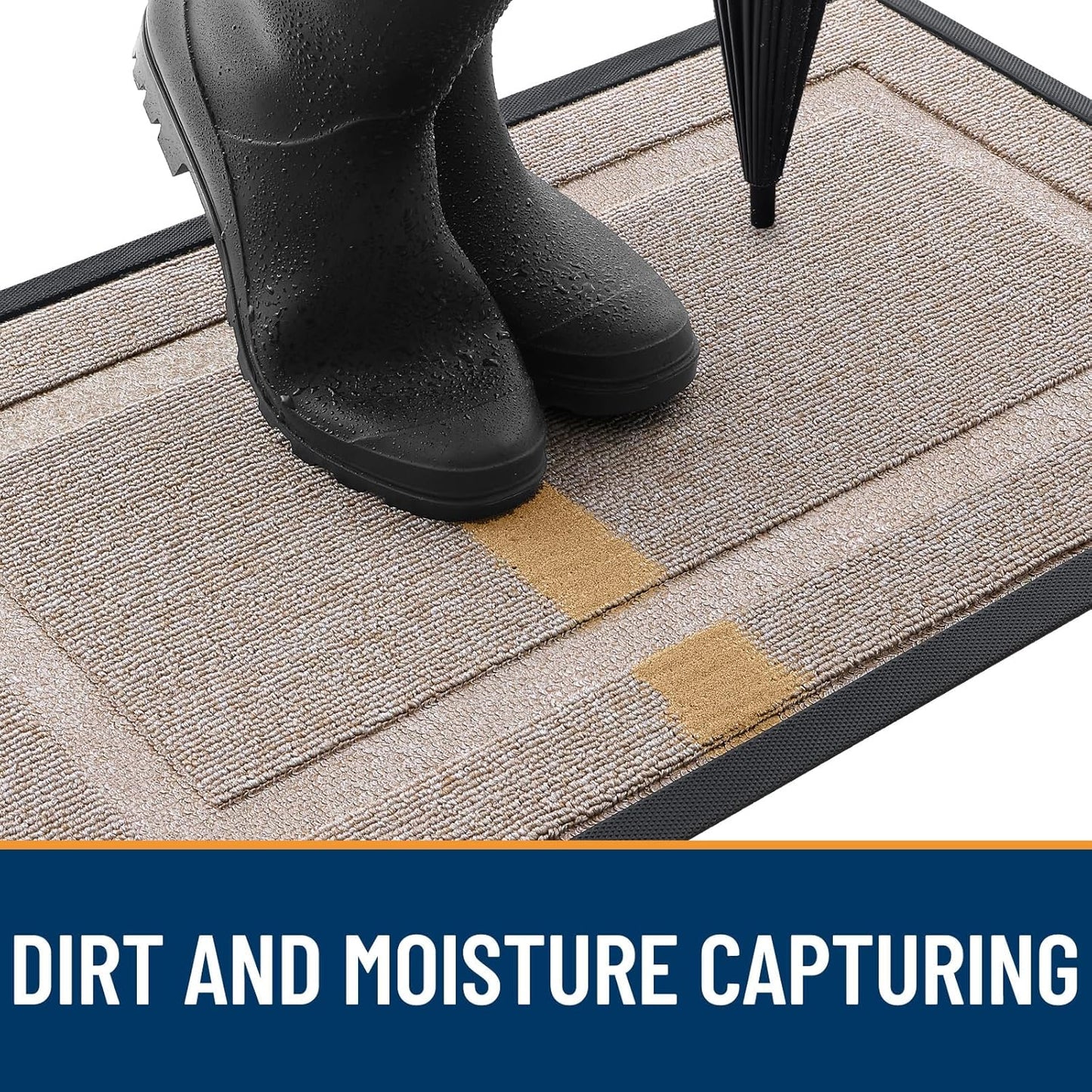 OLANLY Indoor Outdoor Front Door Mat - Waterproof All-Weather Doormat, Easy Clean, 29.5x17, Camel