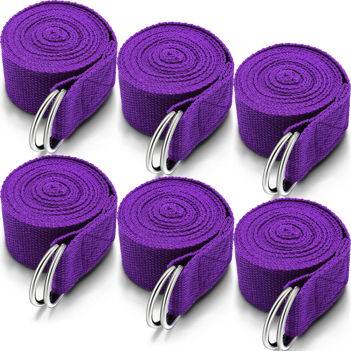 6 Pcs Yoga Strap for Stretching 8 Ft Yoga Exercise Adjustable Straps Bands with Safe Adjustable D Ring Buckle for Pilates Gym Workouts Fitness Improves Sitting Posture(Purple)