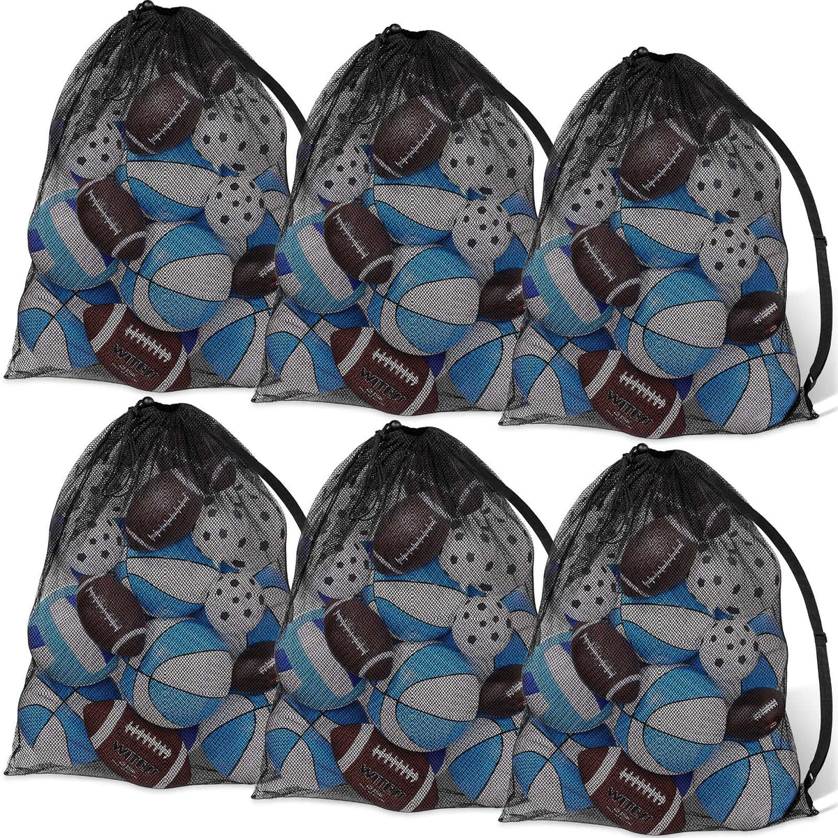 Shappy 8 Pack Extra Large Sports Ball Bag 30 x 40 Inches Mesh Soccer Basketball Bags Large Mesh Pouch with Adjustable Shoulder Strap for Football Volleyball Gym Sports Equipment