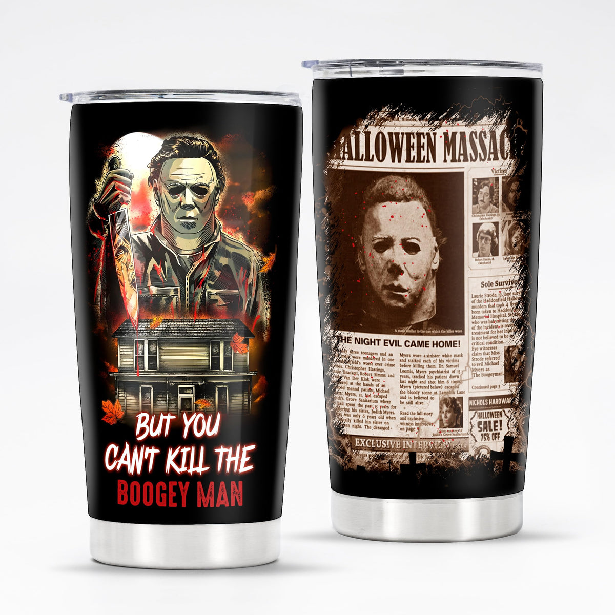 Keraoo 20oz Horror Tumbler, Gift for Men & Women - Halloween Mug & Cup - The Boogey Man Decoration