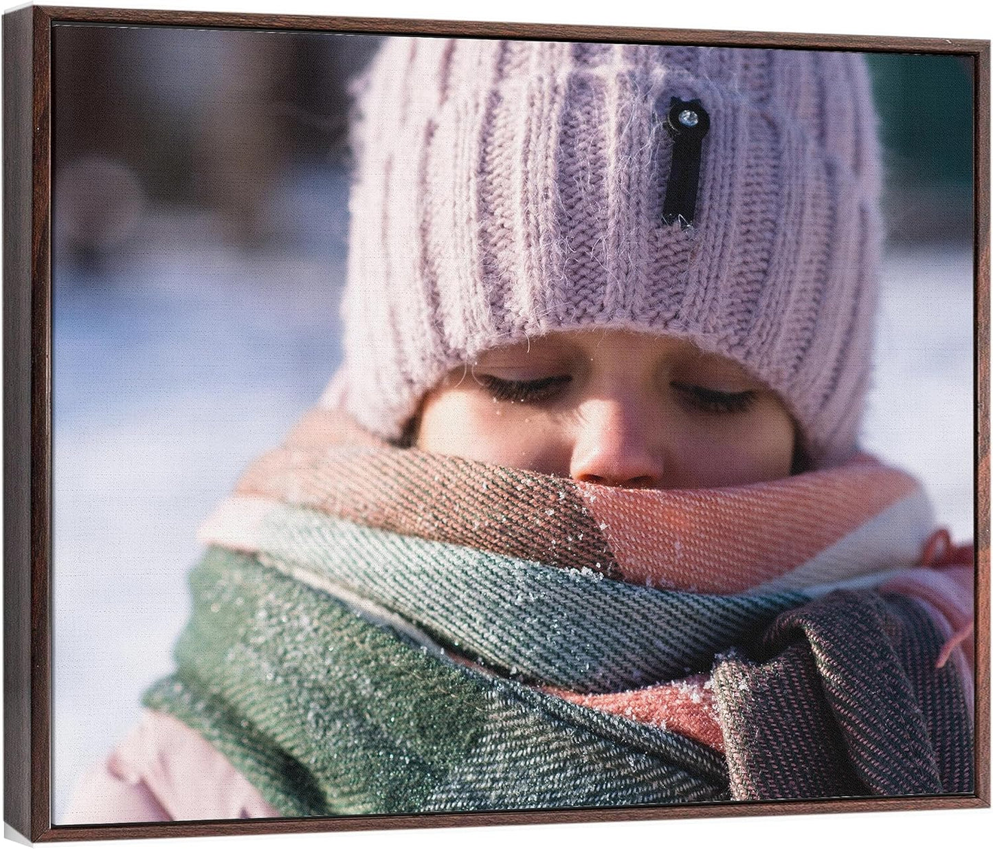 P&L ART. Personalized Custom Canvas Prints: Photo On Canvas Transform Your Photos into Stunning Framed Wall Art Digitally Printed Photo To Canvas Ideal for Home Decor Gifts Keepsakes Walnut 16X24