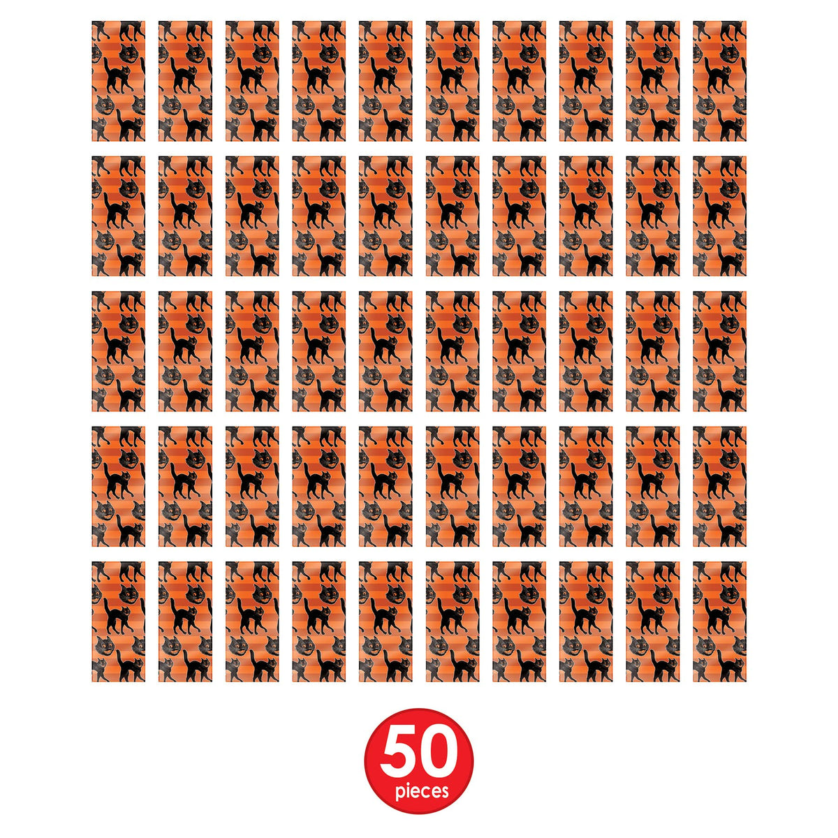 Beistle 50 Piece Vintage Halloween Plastic Cellophane Treat Bags For Cookies, Candies, And Party Favors, Includes Twist Ties