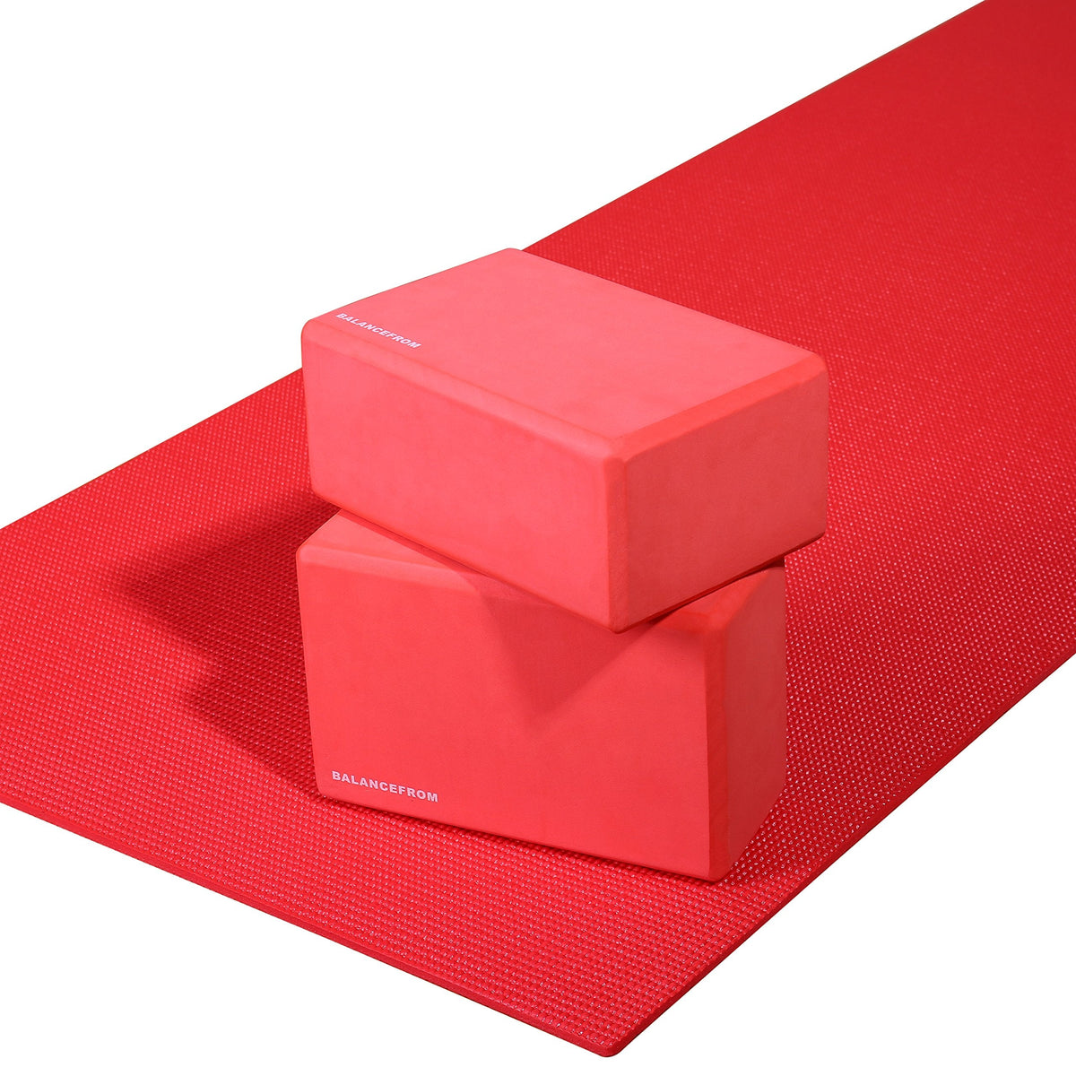 Fitvids Set of 2 High Density Yoga Blocks, 9"x6"x4" Each, Pair (Red)
