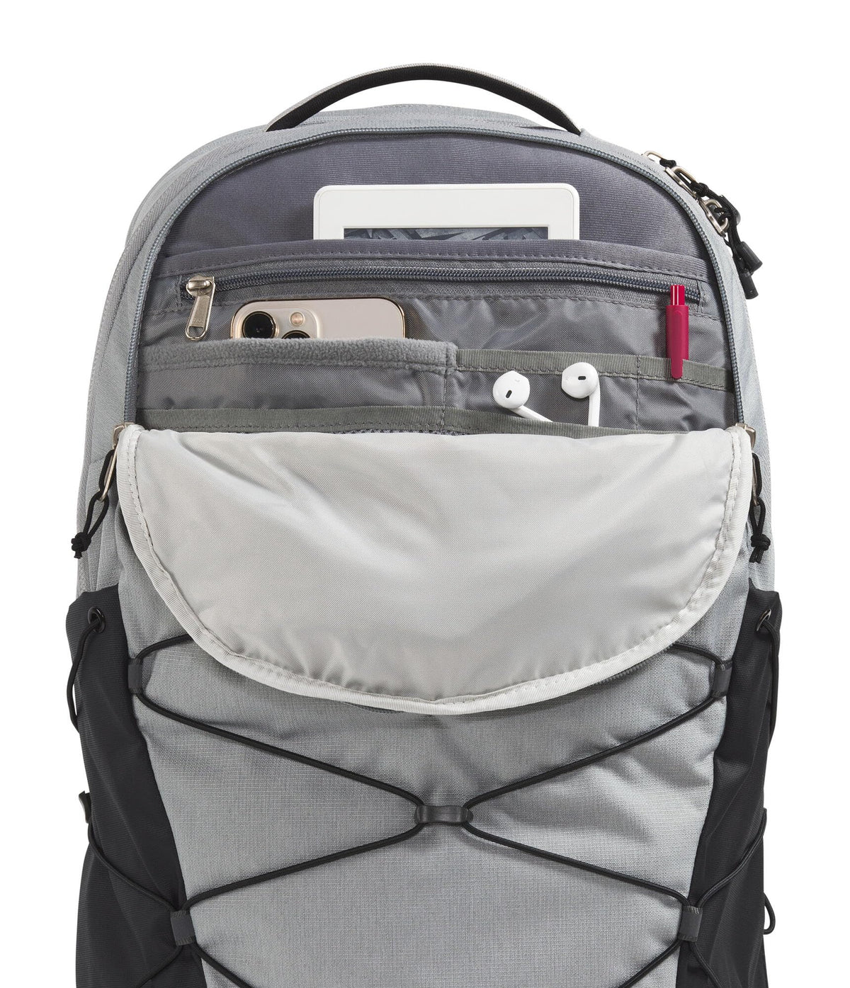 The North Face Borealis Commuter Laptop Backpack - Water Repellent, Laptop Sleeve, Large Main Compartment, Meld Grey Dark Heather/TNF Black-NPF, One Size