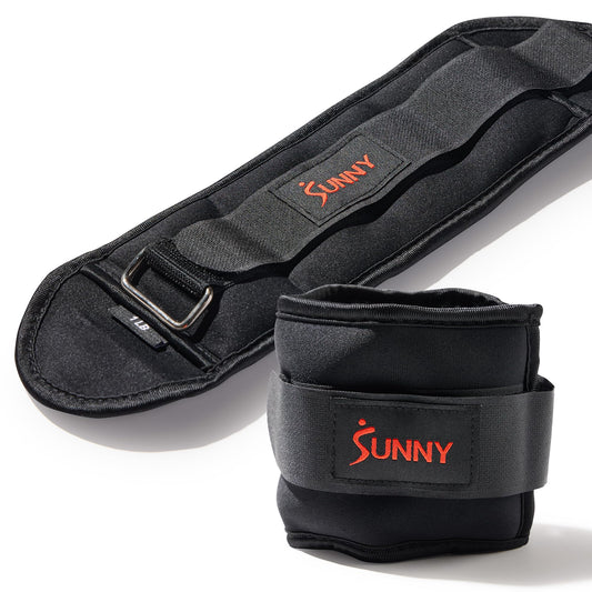 Sunny Health & Fitness Ankle Weights for Women, Men & Kids – Adjustable 1–5 lb Pair | Wrist, Arm & Leg Weights for Walking, Pilates, Yoga & Cardio