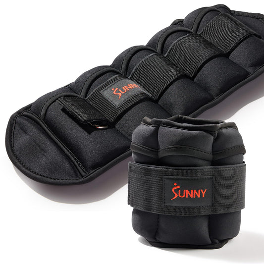 Sunny Health & Fitness Ankle Weights for Women, Men & Kids – Adjustable 1–5 lb Pair | Wrist, Arm & Leg Weights for Walking, Pilates, Yoga & Cardio
