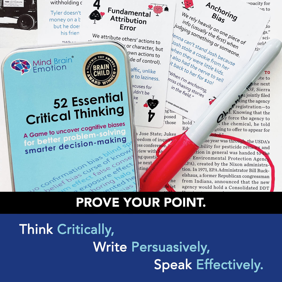 52 Essential Critical Thinking: Smart Flash Cards to Uncover Implicit Biases, Detect Cognitive Biases in Social Media, AI, Writing, Speech, Debate, for Teens & Adults - by Harvard Educator