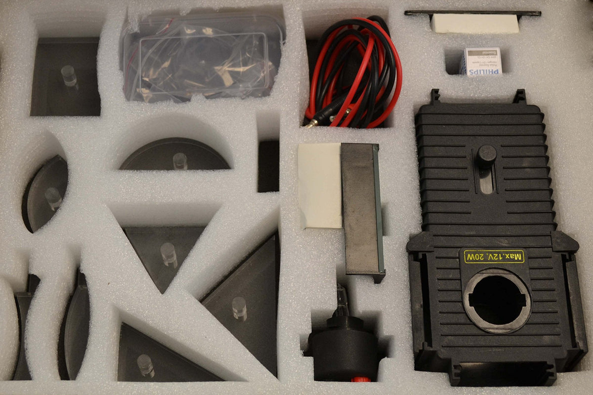 EISCO Deluxe Optics Kit - Mirrored Light/Ray Box & 29 Optical Components - Includes Manual with 18 Activities