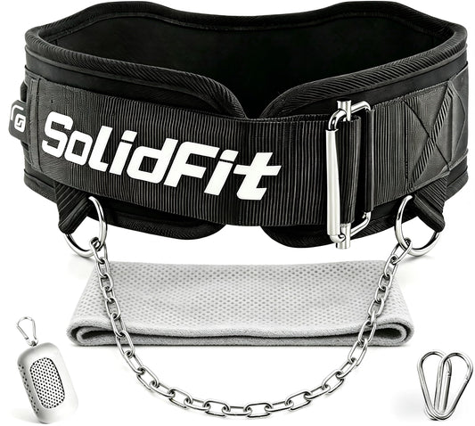 SolidFit Fitness Dip Weight Belt with Chain for Weight Lifting,Self-Locking Belt Weightlifting Squat Belts for Men,Supports 350lbs Pull Up Weight Belt,Deadlift Belt Gym Train,Workout Weights for Women