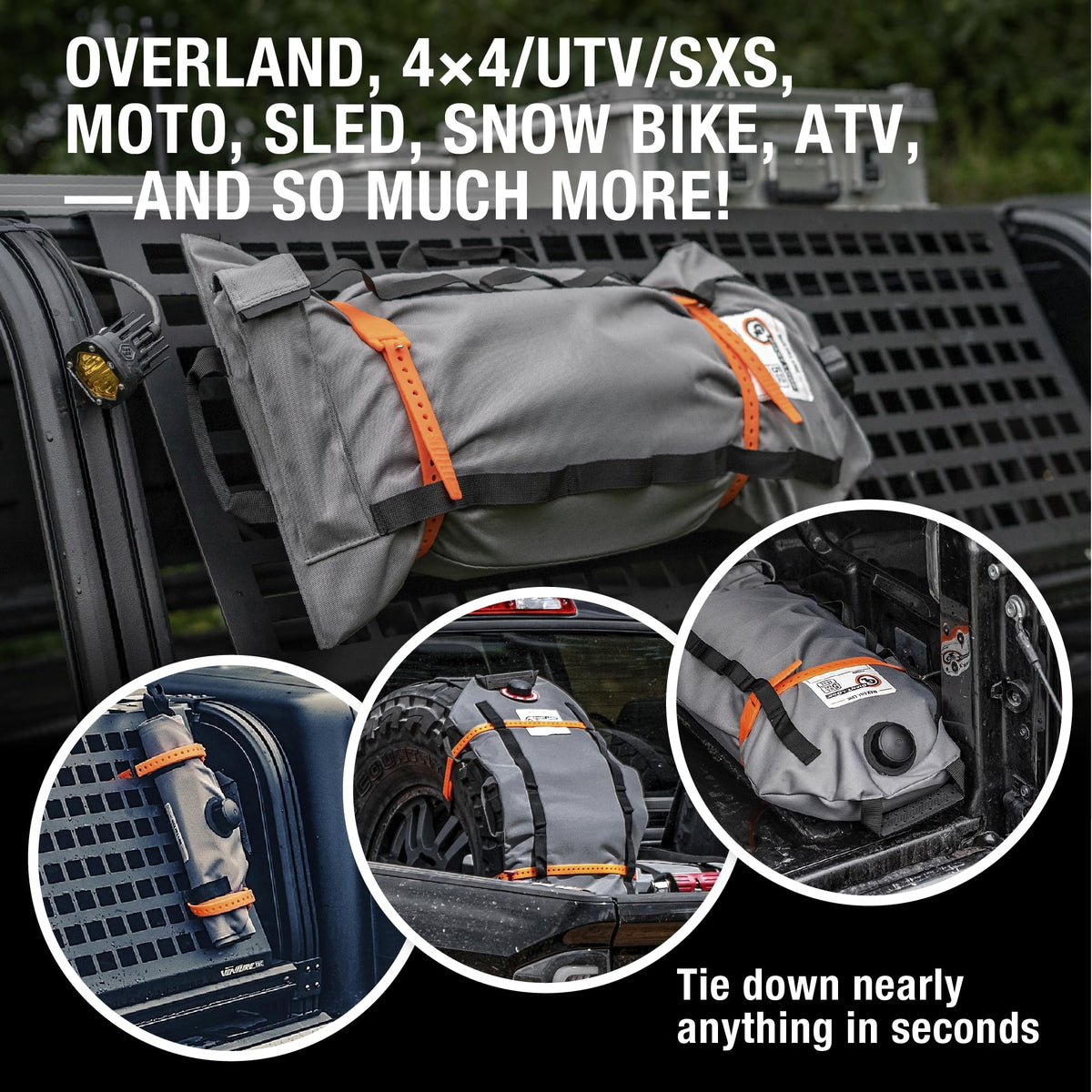 Giant Loop Pronghorn Straps, Multi-Purpose Cargo Straps with Virtually Unbreakable Fasteners, 32" Orange, 2-Piece Pack