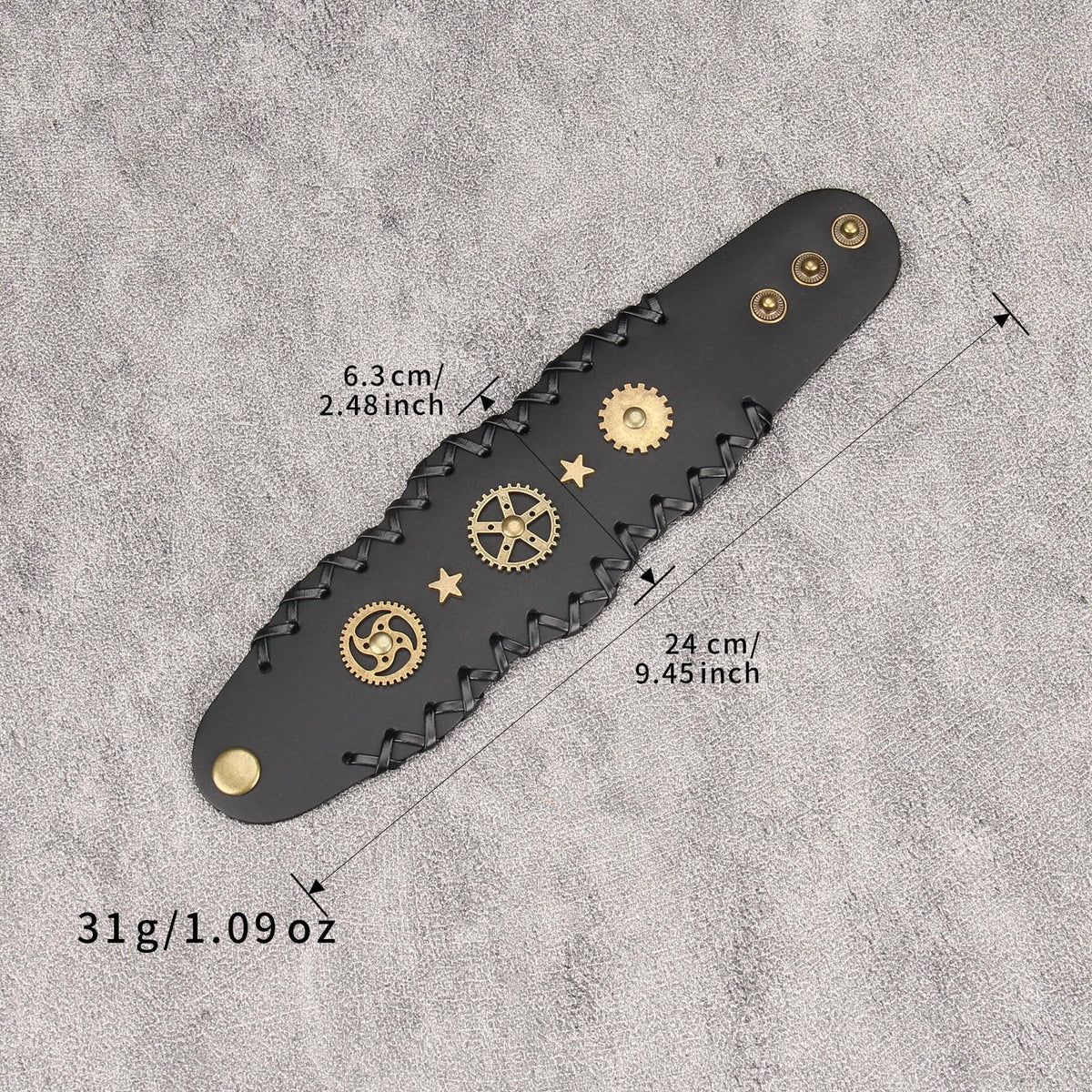 GelConnie Mens Bracelets Leather Cuff Steampunk Alloy Gear Leather Wristbands for Men Women Bracelets Cuff Bangle Jewelry
