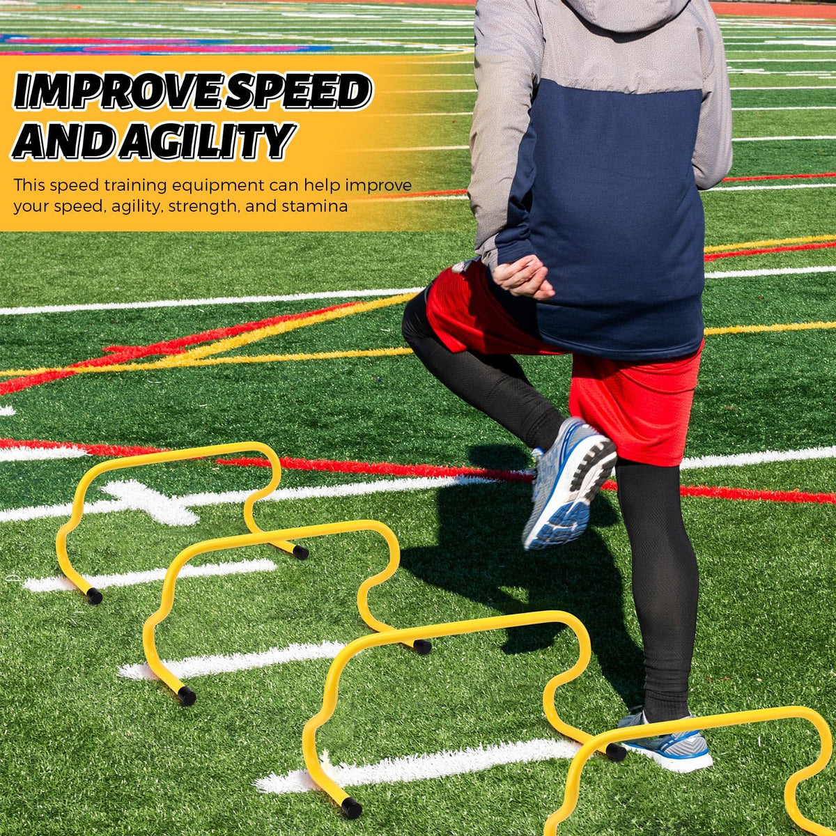 Wettarn 12 Pcs 9" Speed Training Agility Hurdles for Athletes Reliable Training Hurdle Plyometric All Purpose Practice Equipment for Soccer Basketball Football(Yellow)