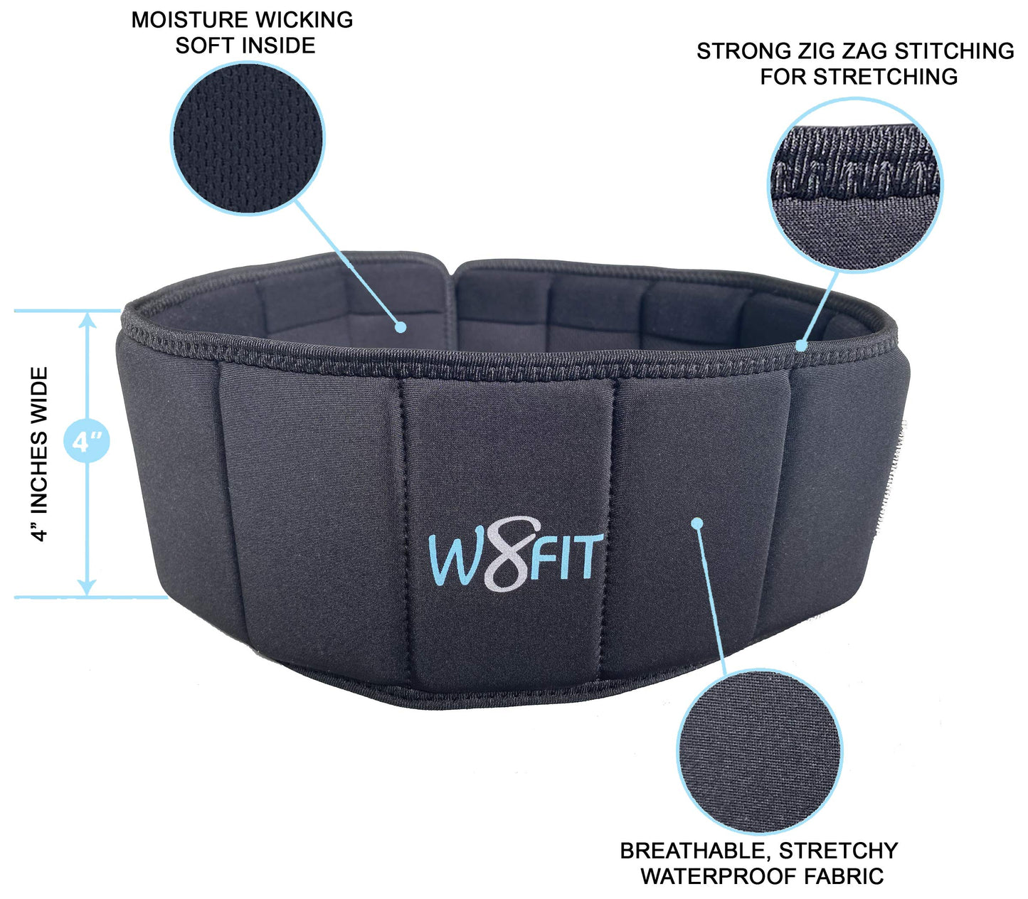W8FIT Adjustable Weighted Belt for Men & Women – Rucking Belt for Walking, Hiking & Strength Training (8 LB Medium)