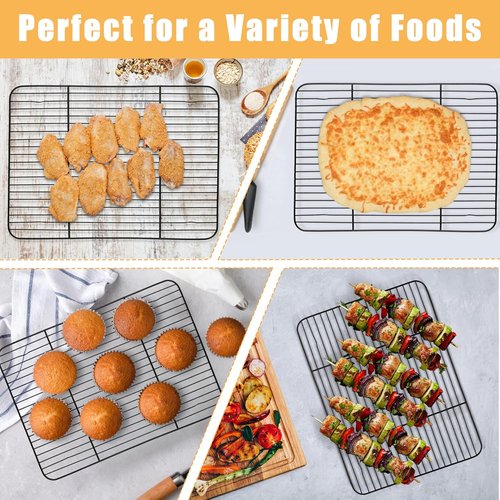 E-far Nonstick Baking Sheet Set - Heavy-Duty 16x12 Inch Cookie Pans with Cooling Racks | Non-Toxic & Easy Clean