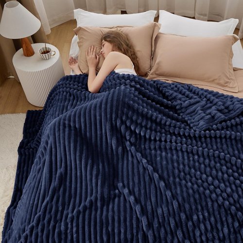 Bedsure GentleSoft Blanket - Cozy Navy Blue California King Size Throw, 102x96 Inches for Ultimate Comfort