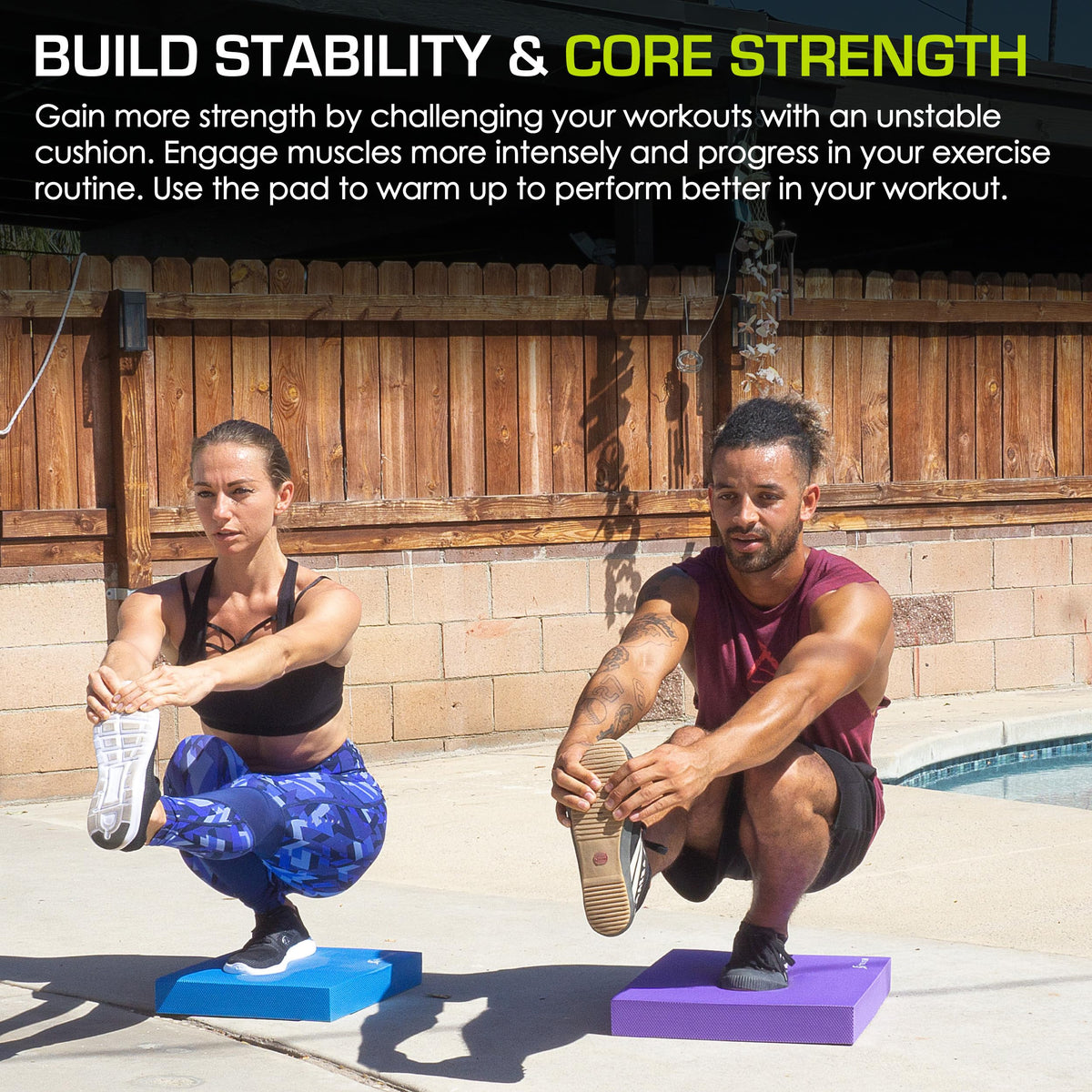 ProsourceFit Exercise Balance Pad – Non-Slip Cushioned Foam Mat & Knee Pad for Fitness and Stability Training, Yoga, Physical Therapy 15.5”x12.75”, Purple