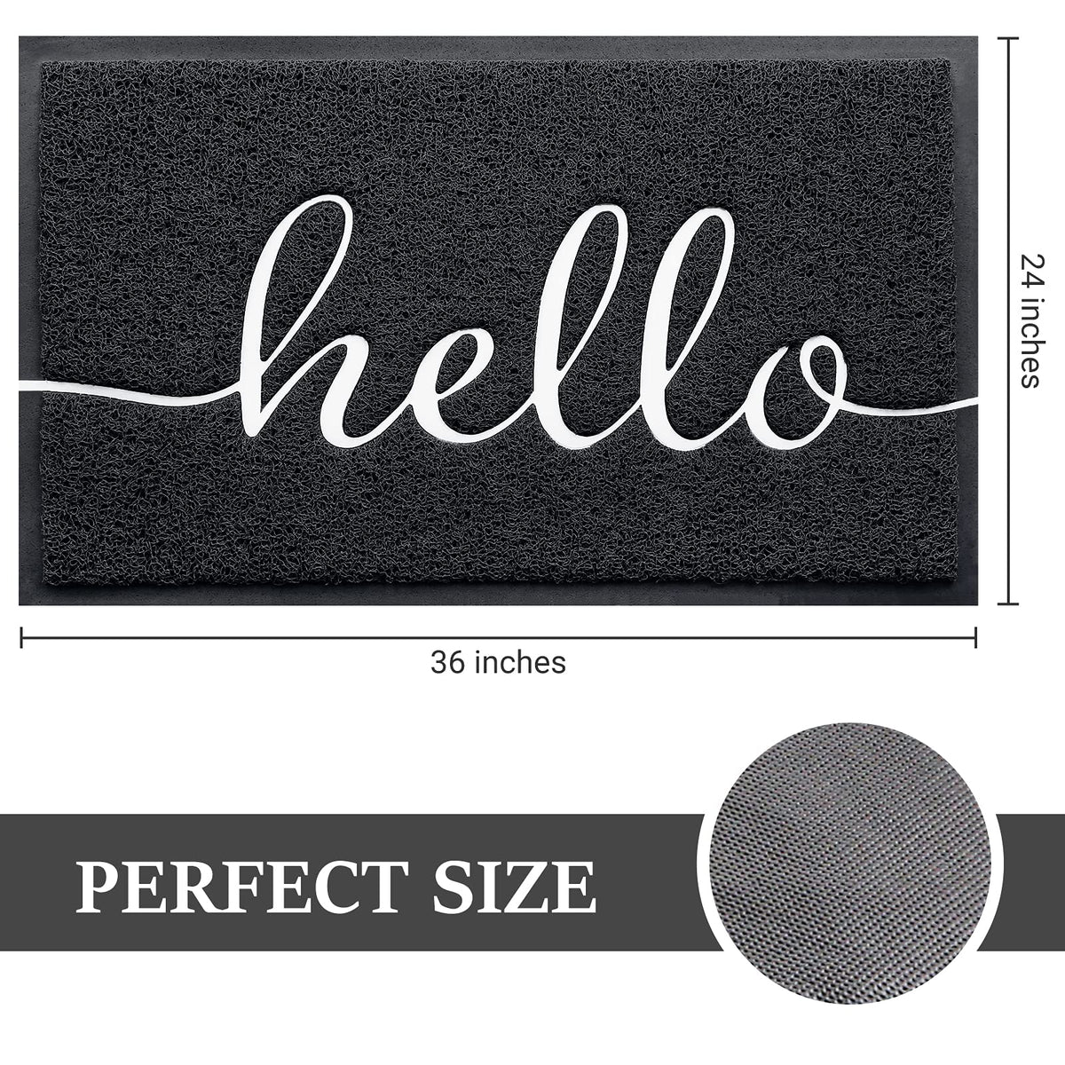 BeneathYourFeet Door Mat (36"x24",Black) Welcome Mat Low Profile Front Doormat Indoor Outdoor Door Non Slip Rugs for Entryway, Patio, High Traffic Areas