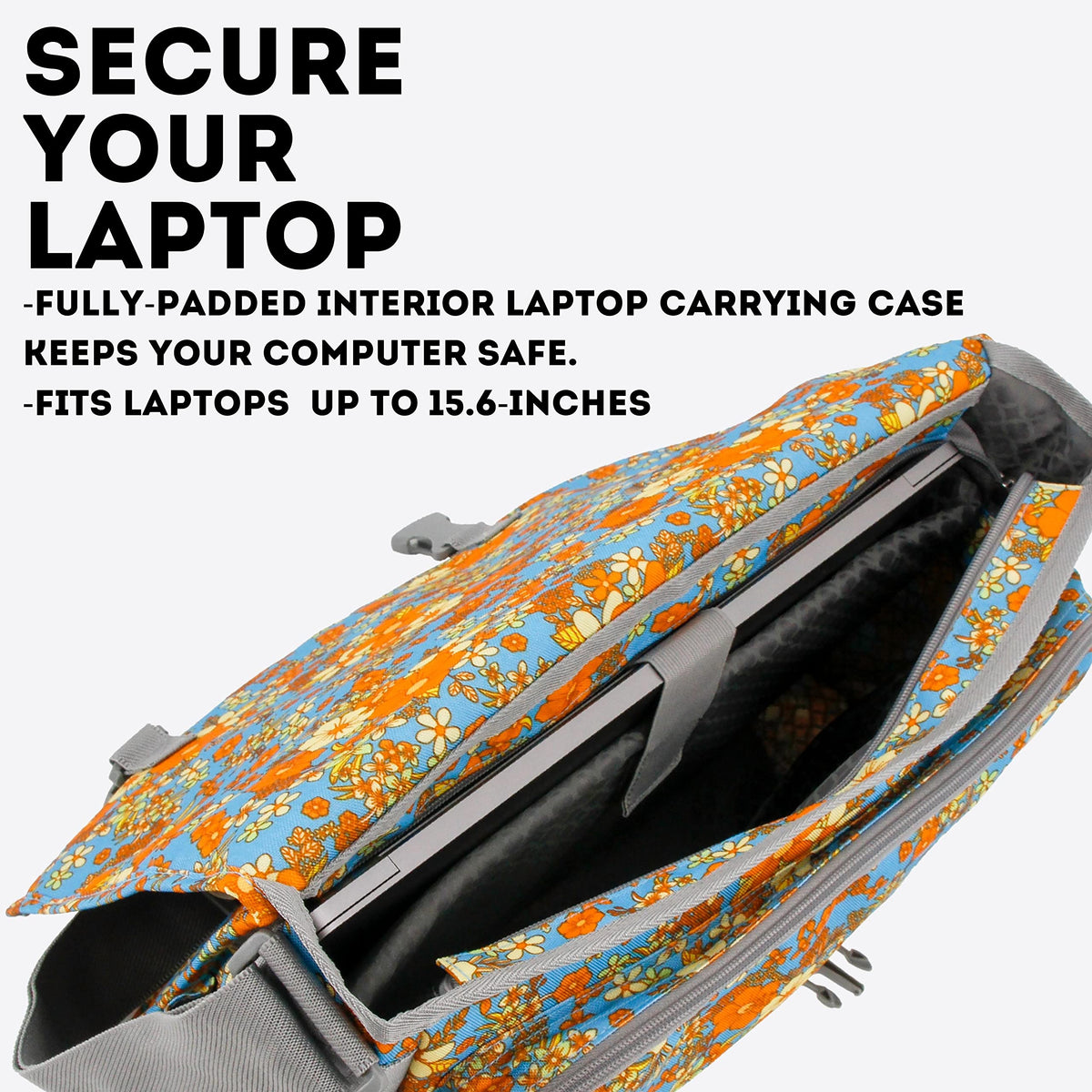 J World New York Thomas Laptop Messenger Bag for Women & Men. Girls Computer Bookbag, Retro Bloom