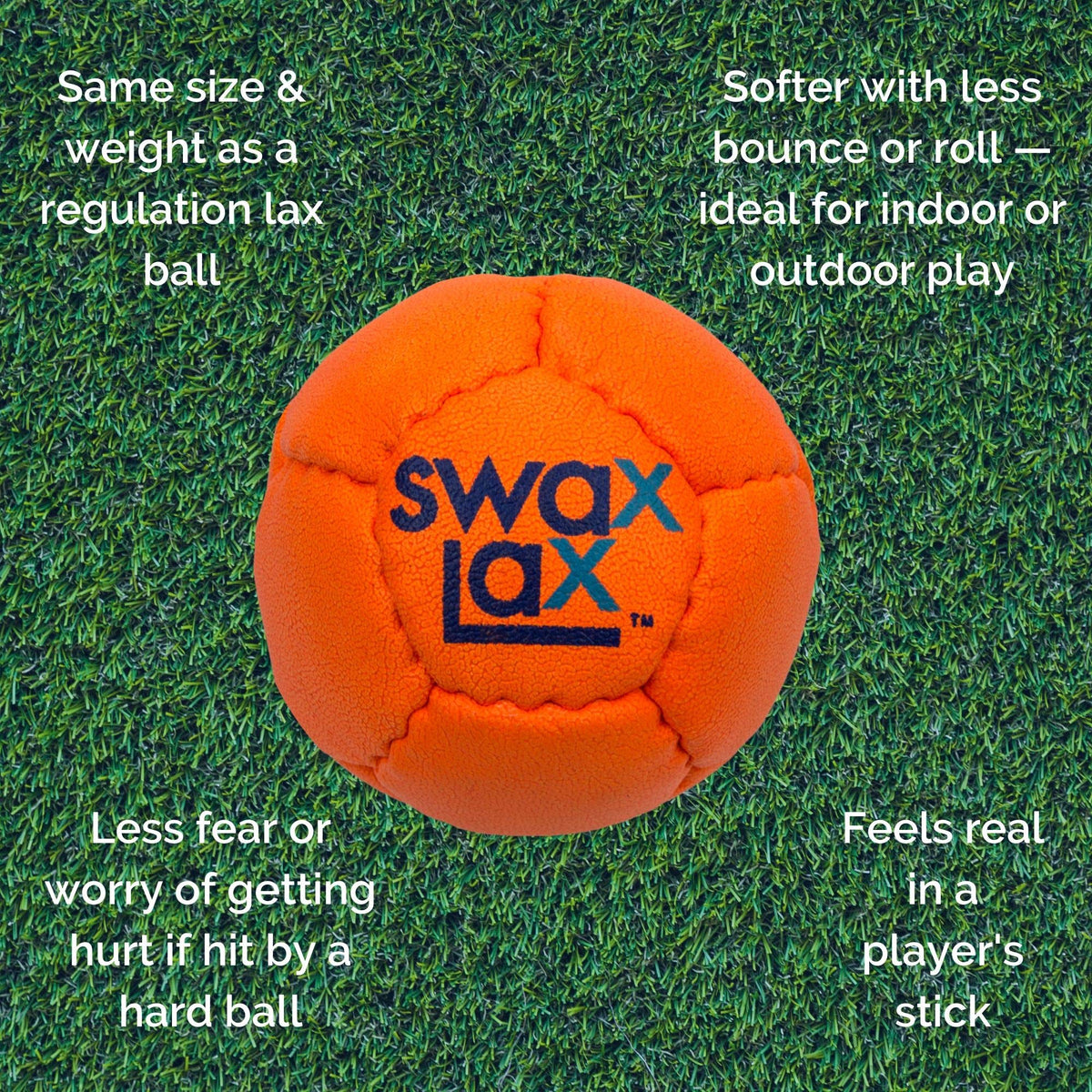 SWAX LAX Lacrosse Training Ball - Indoor Outdoor Practice Less Bounce & Rebounds (1 Orange)