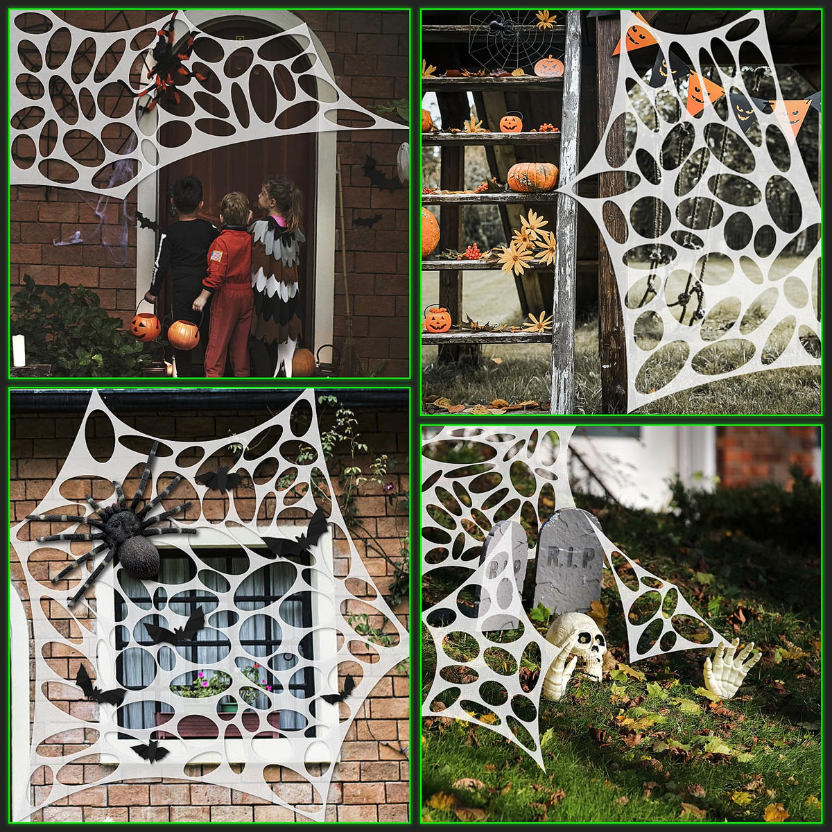 Homgaty Giant Halloween Spider Web, 650sqft Stretchy Beef Netting Halloween Spider Web Outdoor Decoration Cut-Your-Own Netting Spiders Webbing for Halloween Decor, Yard, Roof, Garden, MRPTDE1586