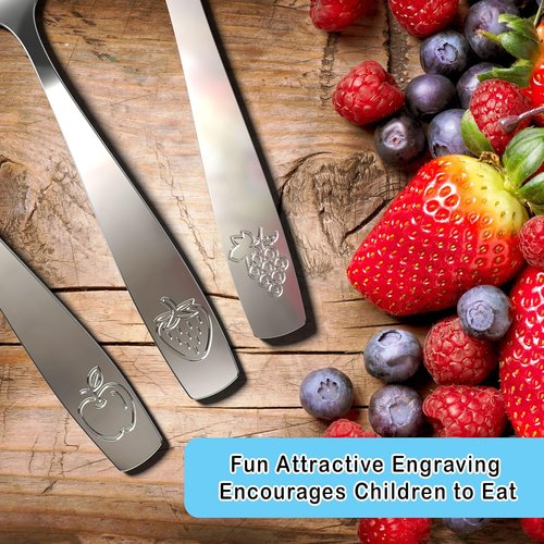 Chillout Life Stainless Steel Kids Silverware Set - 6-Piece Child Safe Utensil Set | Includes 3 Spoons & 3 Forks
