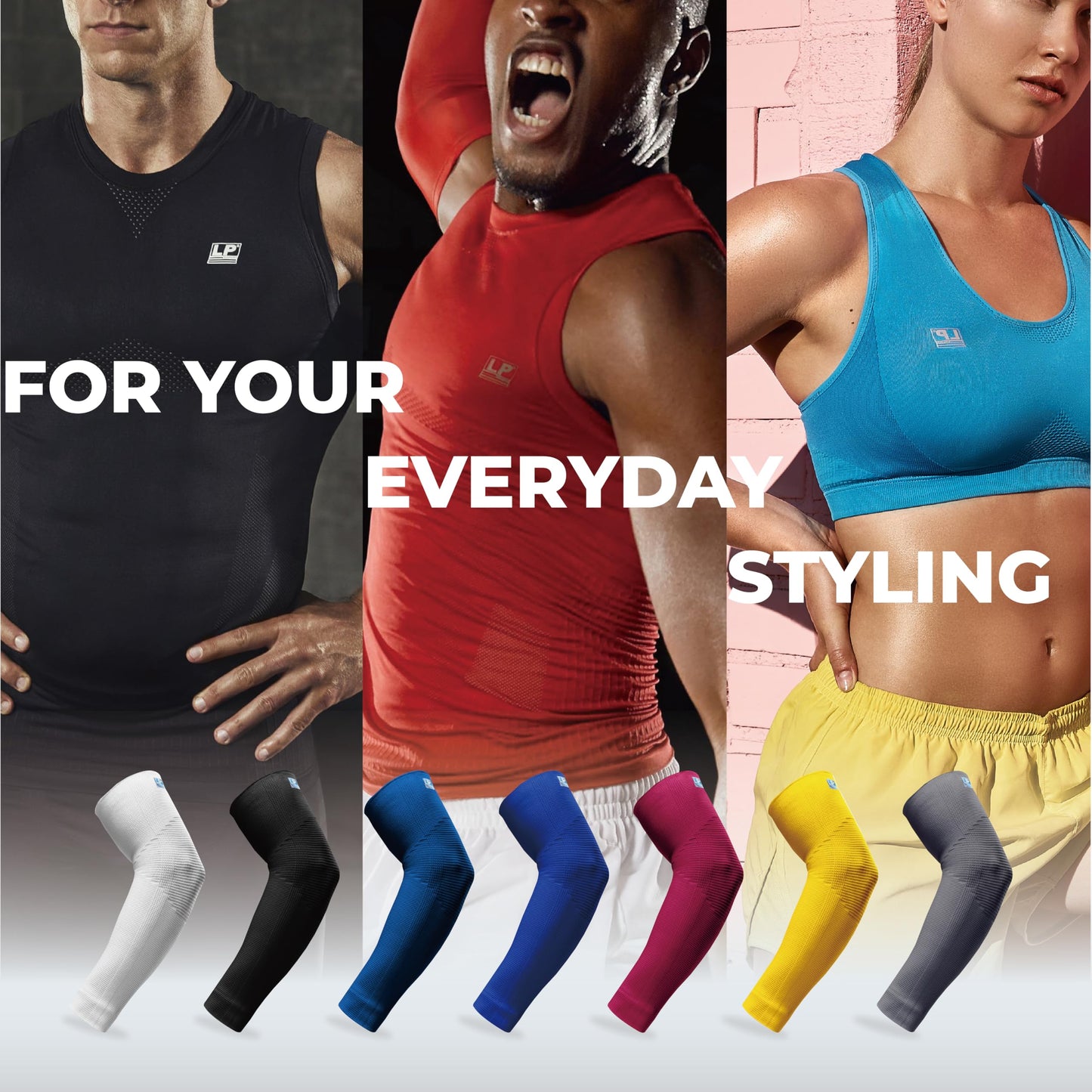 LP SUPPORT 668 Compression Elbow Sleeve - Arm Sleeve for Workouts, Sports & Weightlifting - for Golf and Tennis Elbow Brace for Men & Women (Black, M, 1pcs)