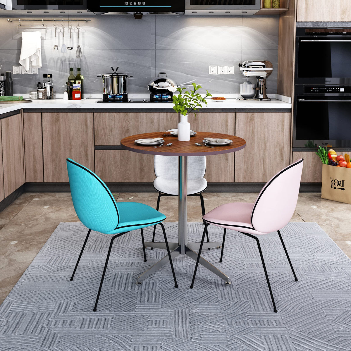 SENGLIDA Round Office Table Conference Table Small Dining Table Coffee Meeting Table for Office Boardroom Kitchen Living Room Waterproof Desktop Easy Assembly 31.5 inch