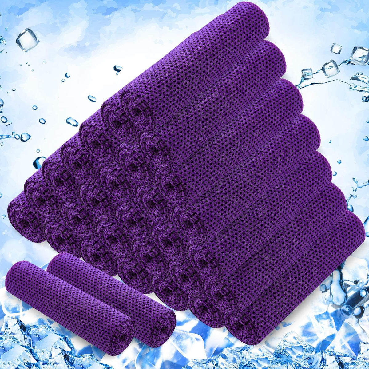 Hosuly 30 Pack Cooling Towels, 40"x12" Ice Breathable Chilly Sweat Rag Microfiber Workout Rags for Gym Towels for Neck and Face for Yoga Golf Sport Running(Purple)