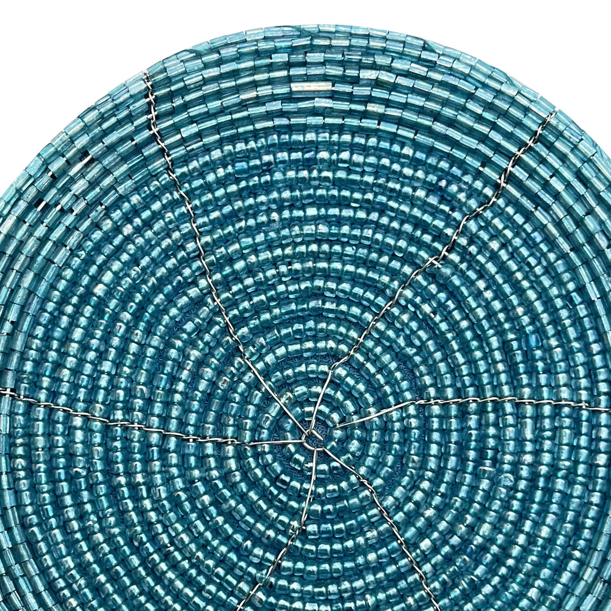 Handmade Beaded Bar Drink Tabletop Protection Coasters - Set of 4 - Halloween Harvest Autumn Fall Thanksgiving Holiday Christmas Xmas Celebration Festive Party 4" Round - Teal