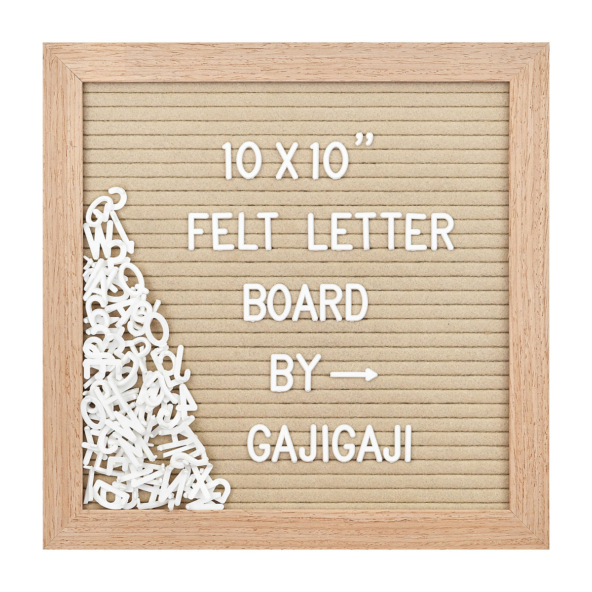 Felt Letter Board with 294 Letters, Numbers, Symbols - 10x10 inch Changeable Message Board with Wooden Frame Wall Mount (Beige)