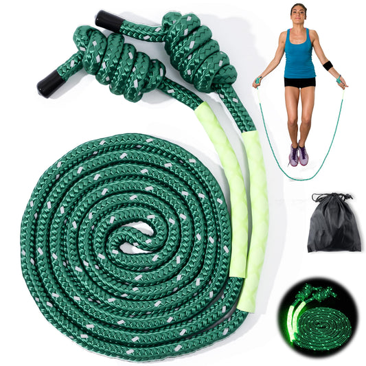 GQIRIL Flow Exercise Jump Rope - Long Weighted Jumping Rope for Workout Women Men Fitness, Adjustable Double Woven Heavy Jumprope for Indoor Outdoor Adults Beginner Training Boxing Cardio (Dark Green)