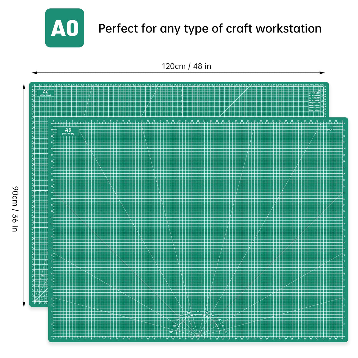 Headley Tools Thickened 36 x 48 Inch Self Healing Sewing Cutting Mat, A0 Rotary Cutting Sewing Mat for Crafts, Double Sided 5-Ply Table Cutting Board for Fabric Quilting Leather Hobby, Green