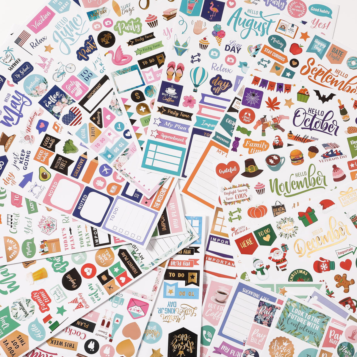 Planner Stickers - Monthly Planner Stickers and Accessories 25 Pages 1500 + Stunning Functional and Colorful Designs, Calendar Sticker Includes Festival Theme Journal Sticker