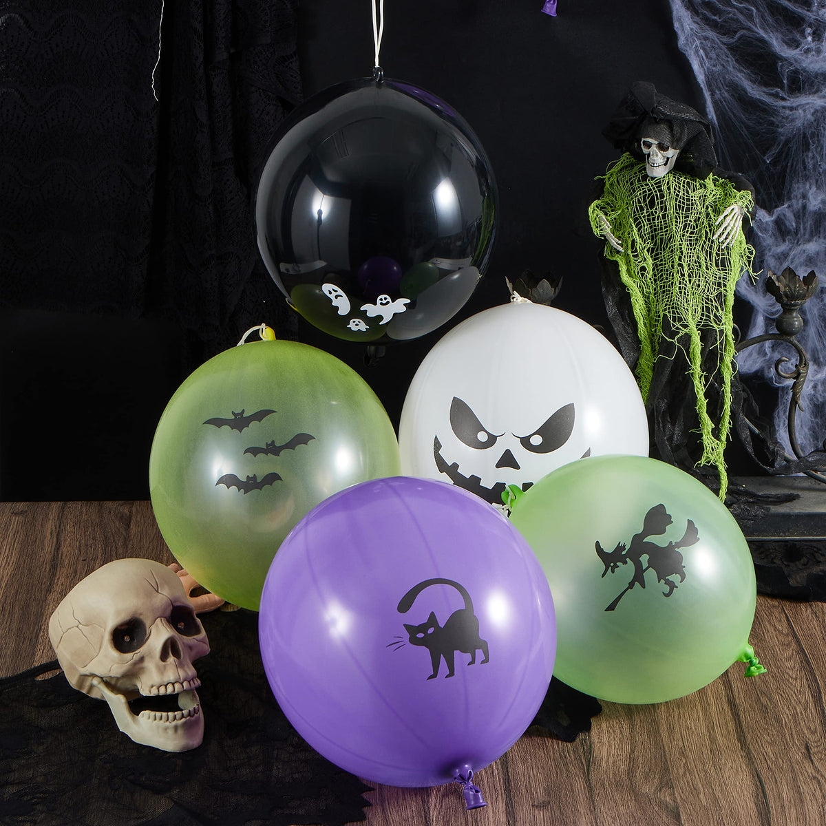 JOYIN 36 Pieces Halloween Punch Balloons for Kids Game Birthday Party Favor Supplies Decorations, Trick or Treat Toys, School Classroom Game Goodie Bags Stuffers