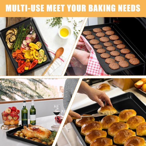 E-far Nonstick Baking Sheet Set - Heavy-Duty 16x12 Inch Cookie Pans with Cooling Racks | Non-Toxic & Easy Clean