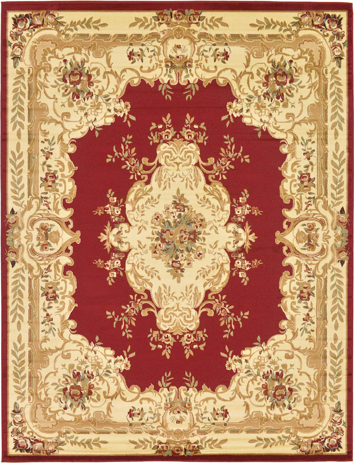 Unique Loom Versailles Collection Traditional Classic Medallion Motif Area Rug (10' 0 x 13' 0 Rectangular, Burgundy/ Ivory)